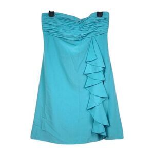 Gianni Bini Aqua Blue Ruffle Formal Strapless Dress Short Bridesmaid Party Prom